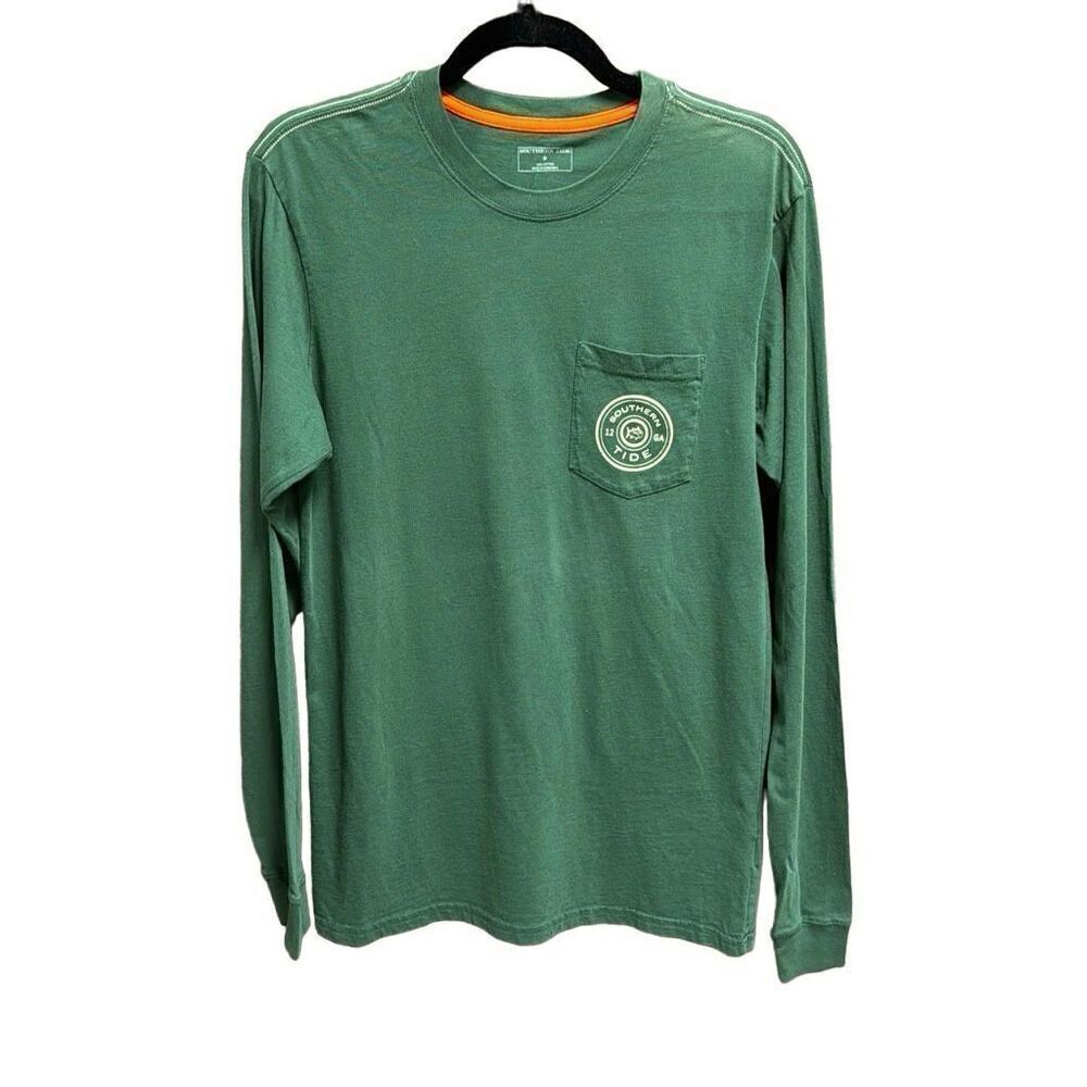 Southern Tide Men’s Green Gun Club Long Sleeve Tee Shirt Size Small